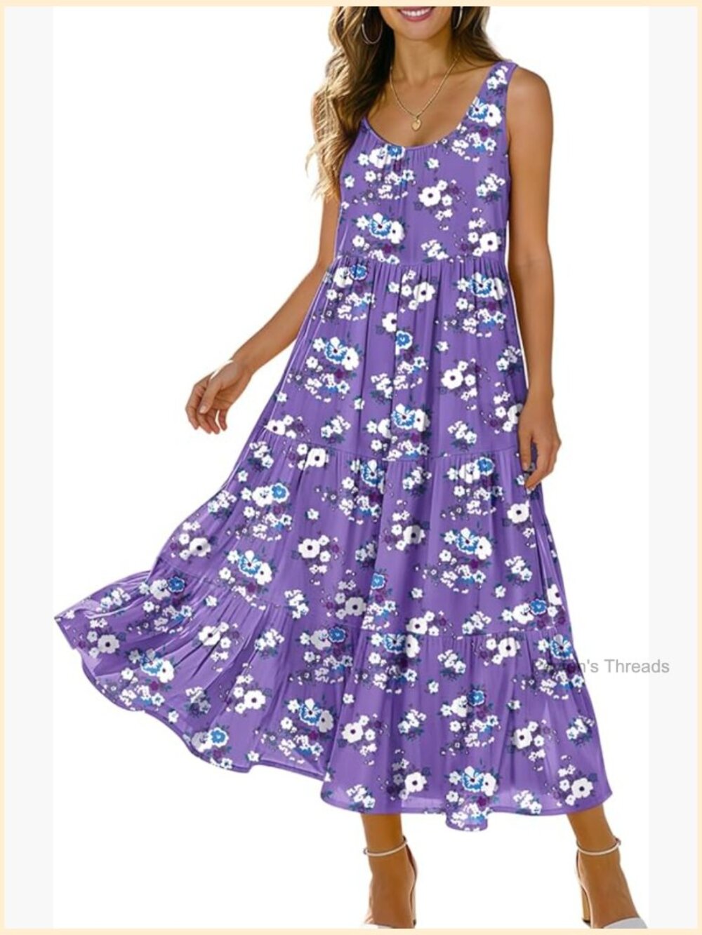 Flowy Midi Sundress with Pockets - Casual Beach Dress